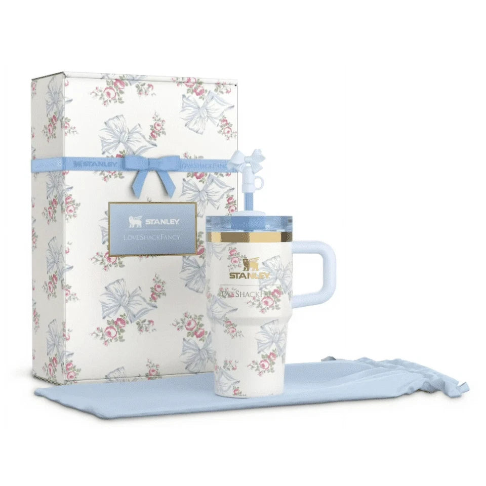STANLEY LOVE ShackFancy Floral Powder Blue 20 Oz Tumbler