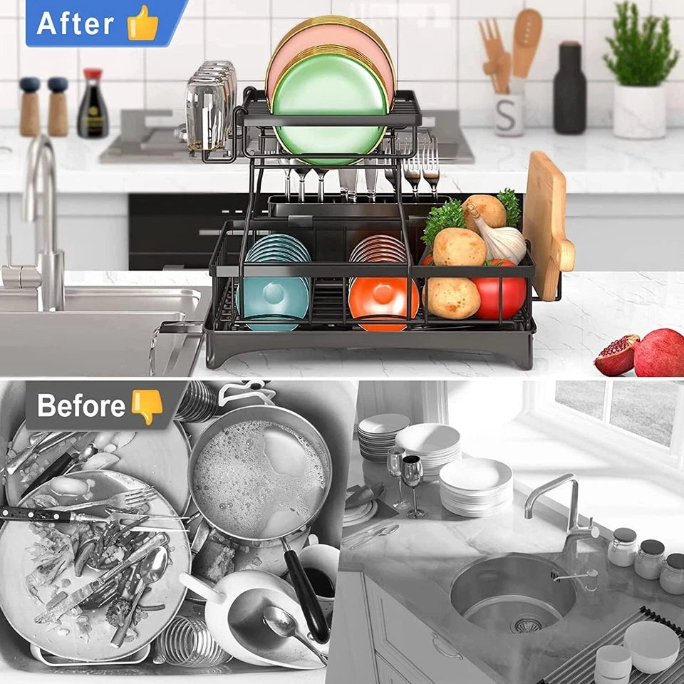 2-Tier Stainless Steel Over Sink Dish Drying Rack
