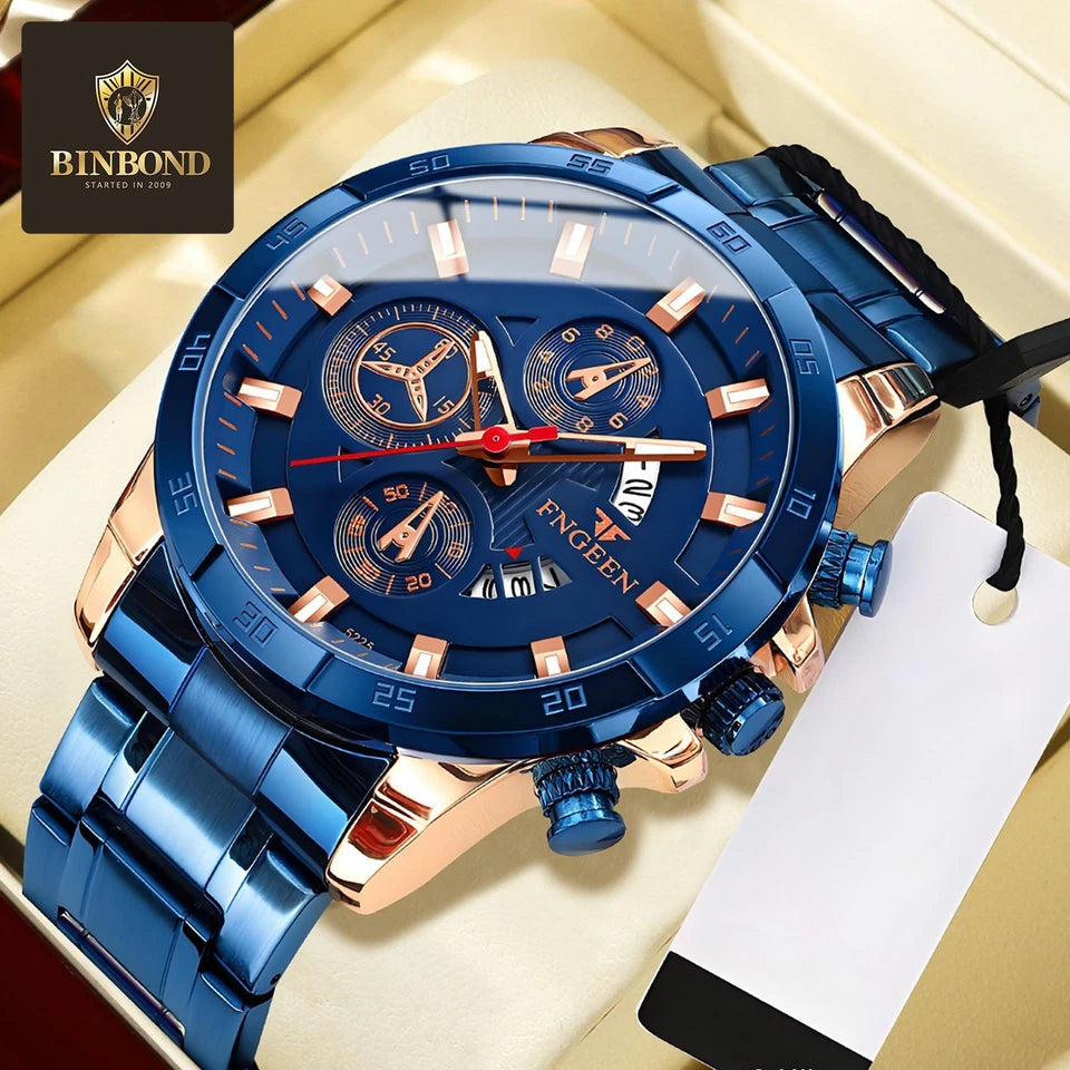 Men’s Waterproof Stainless Steel Quartz Watch – Classic Luminous Business