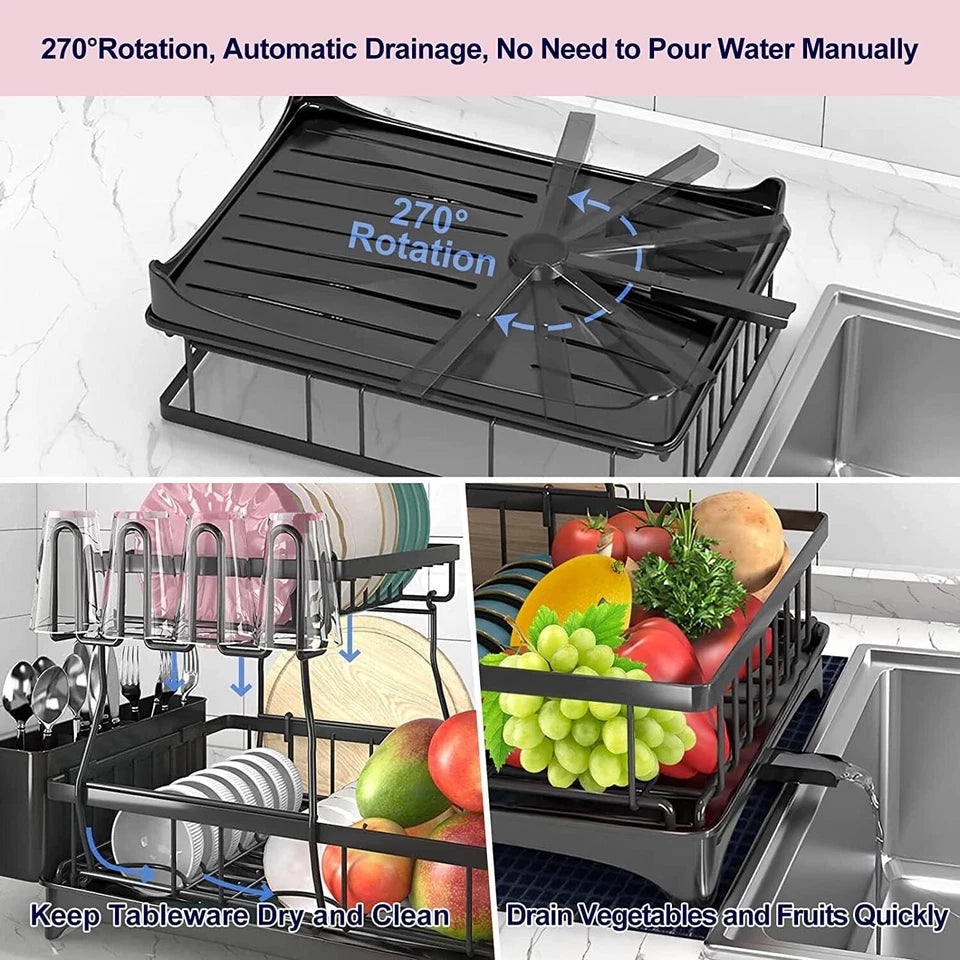 2-Tier Stainless Steel Over Sink Dish Drying Rack
