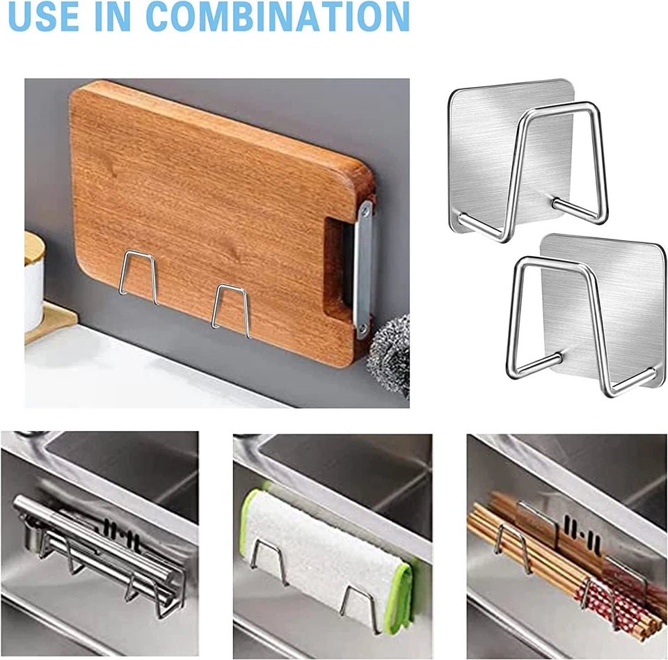 6Pcs Stainless Steel Adhesive Sponge Holder Sink Caddy for Kitchen Organization